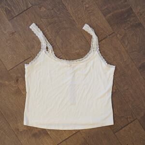 Skims Soft Lounge Lace Crop‎ Tank Womens XL Butter Sleeveless AP-CAM-3094 G33-30